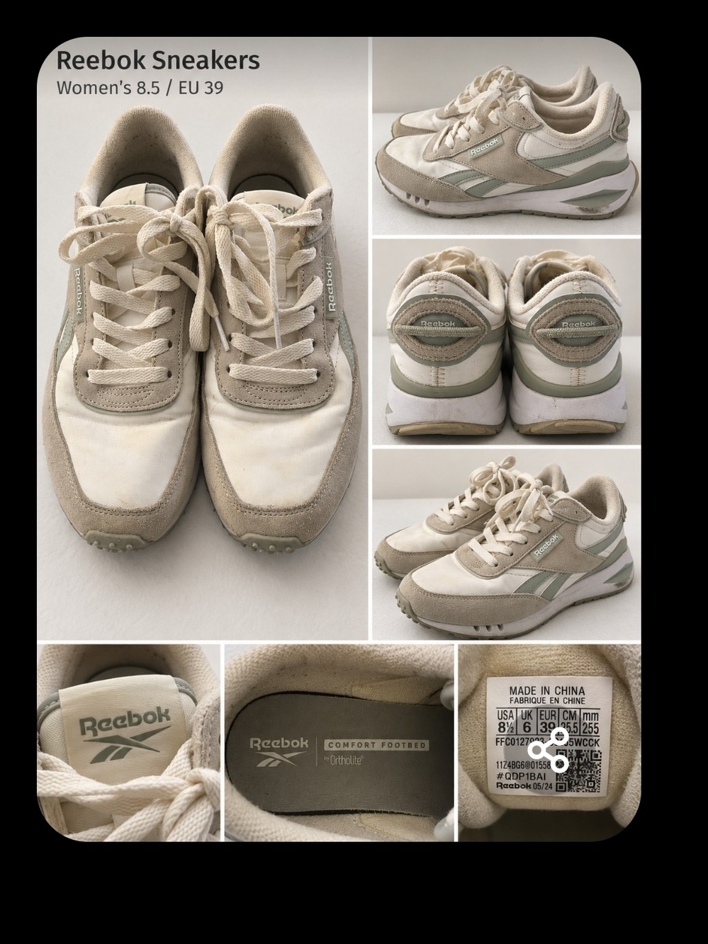 Reebok Women's Beige and Sage Retro Runner Sneakers